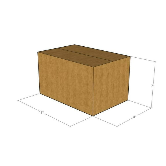 12x8x7 Kraft Brown Corrugated Shipping Boxes, 32 ECT Single-Wall, Qty 20