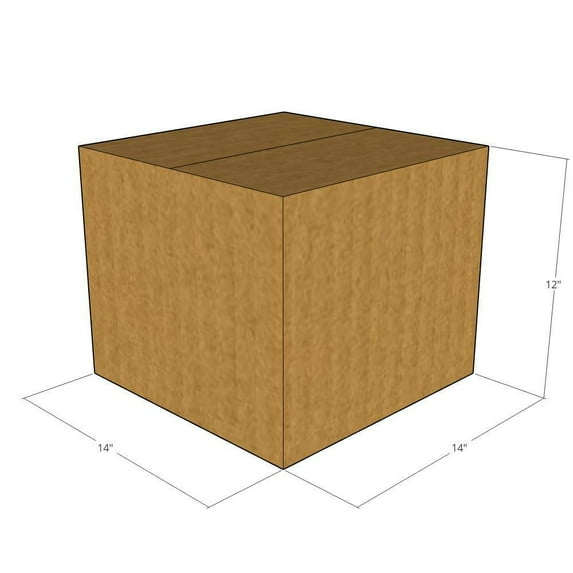 14x14x12 Kraft Brown Corrugated Shipping Boxes, 32 ECT Single-Wall, Qty 20