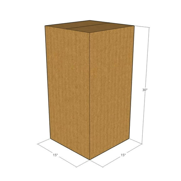 15x15x30 Kraft Brown Corrugated Shipping Boxes, 32 ECT Single-Wall, Qty 20