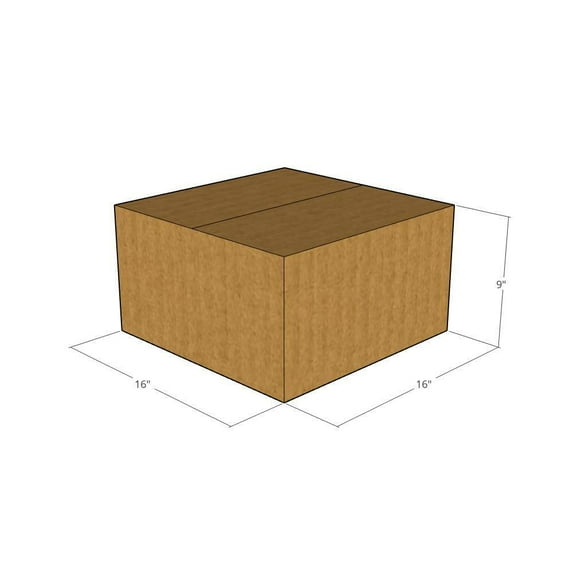 16x16x9 Kraft Brown Corrugated Shipping Boxes, 32 ECT Single-Wall, Qty 20