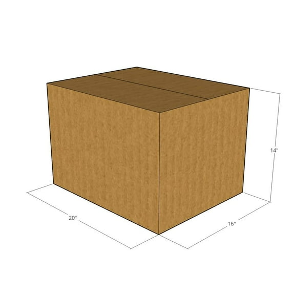 20x16x14 Kraft Brown Corrugated Shipping Boxes, 32 ECT Single-Wall, Qty 20
