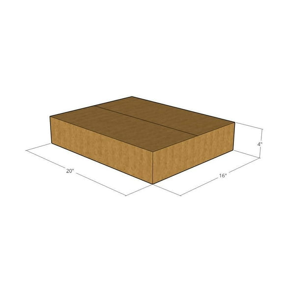 20x16x4 Kraft Brown Corrugated Shipping Boxes, 32 ECT Single-Wall, Qty 20