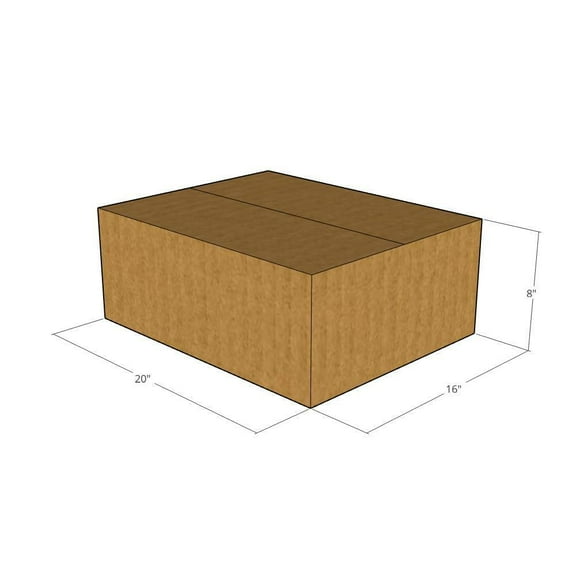 20x16x8 Kraft Brown Corrugated Shipping Boxes, 32 ECT Single-Wall, Qty 20