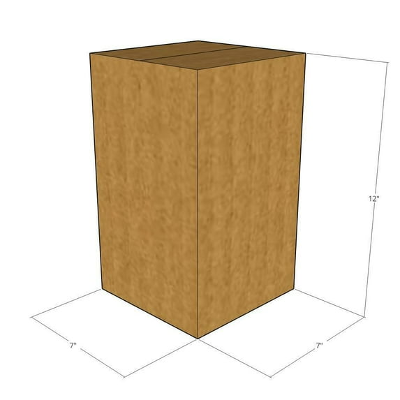 7x7x12 Kraft Brown Corrugated Shipping Boxes, 32 ECT Single-Wall, Qty 20