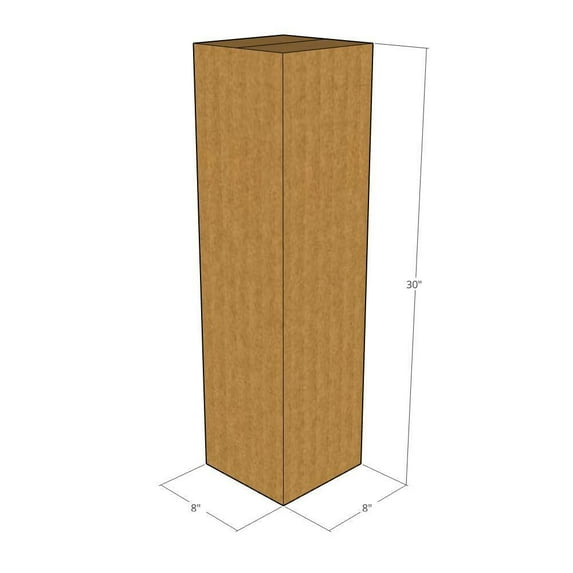 8x8x30 Kraft Brown Corrugated Shipping Boxes, 32 ECT Single-Wall, Qty 20