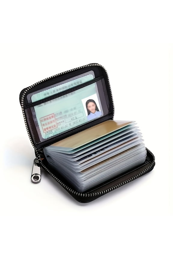 Credit Card Holder for  Women , Zipper Wallet RFID Blocking Secure Card Case ID Case Organizer (Classic Black)