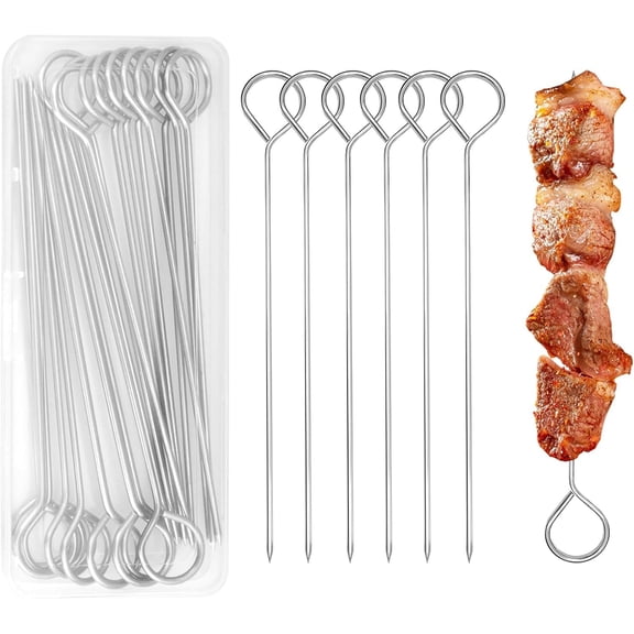 20 count 6 Inch Turkey Lacers for Trussing Turkey, Stainless Steel Metal Skewers with Storage Box, Meat Roasting Trussing for Kitchen BBQ Cooking Barbecue