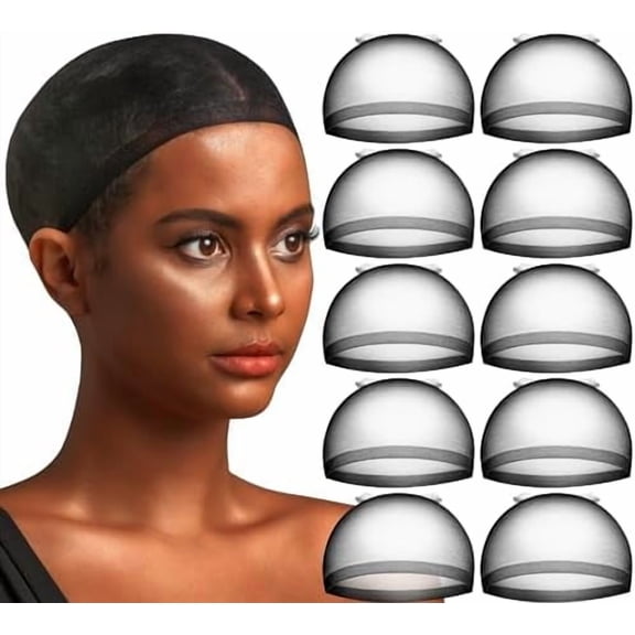 20 count Bald Cap Set - Breathable, Invisible Stocking Wig Cap for Lace Front, Sheer Caps, Black