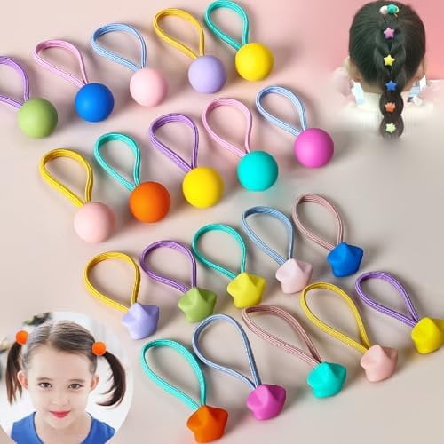 20 count Bead Bubble Marble-Finish Ponytail Holders, No Hair Accessories for Girls, Teens, and