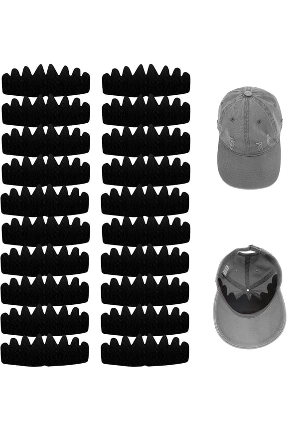 20 count Black Hat Liner, Hat Protector, Flexible Baseball Caps Inserts Shapers Washable Strips Absorbent