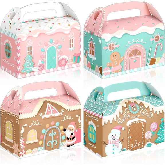 20 count Christmas Boxes Gingerbread House Cookie Boxes Cute Xmas Cardboard Gable Goodie Boxes for Snacks Macaron Candy Party Favor Family Class Gifts Giving