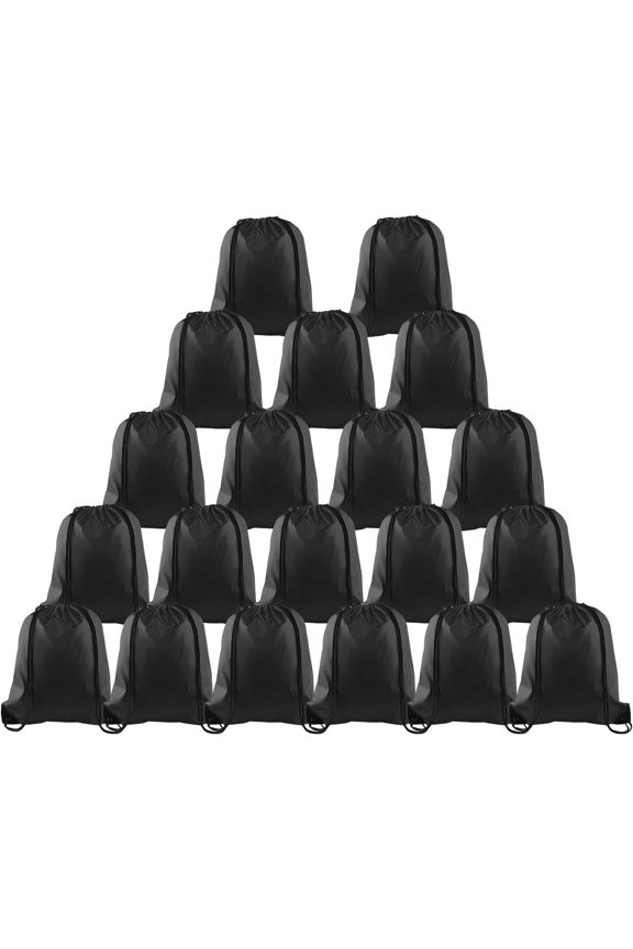 20 count Drawstring Backpack Bag Bulk Black Drawstring Bags String Backpack  Gym Sack Bags Foldable Storage Bag for Women Men Shopping Gym Travel