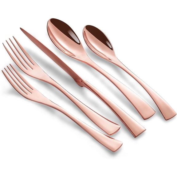 20 count Rose Silverware Set Service for 4,Modern 18/10 Stainless Steel Flatware Cutlery Set,Utensil Set for Restaurant Hotel,Mirror Polished,Dishwasher Safe