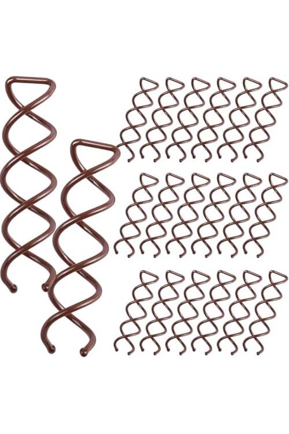 20 count Spiral Hair Pins, Spin Pins Spiral Bobby Pins for Girls, Women and , Non-Scratch Round Clip & Bun Twist, Stylish Bun Bobby Pins,  Spin Pins for Hair, Brown