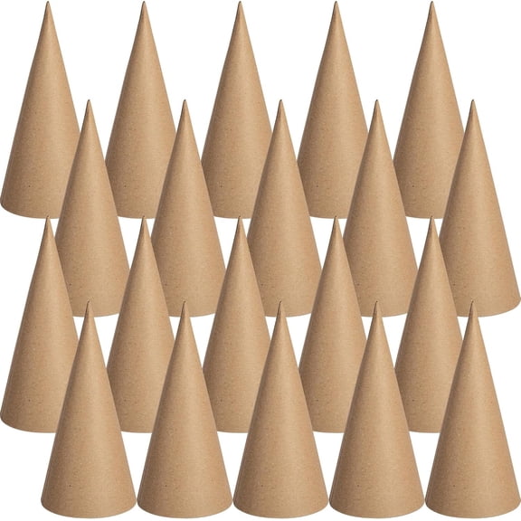 20 count Thick Christmas Paper Mache Cones, 5.9'' x 2.8'' Thick Cardboard Craft Cones, Open Bottom Cone for Christmas Tree Decorations DIY Art Crafts