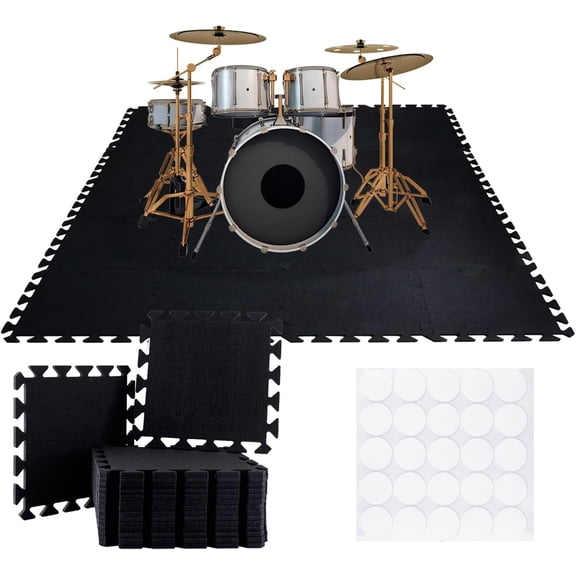 20 count Thick Sound Absorbing Interlocking Floor Mats, High Density Piano Carpet Drum Rug, Felt Soundproof Pads Non-Slip Anti Vibration Puzzle Acoustic Blankets Piano Carpet Drum Rug