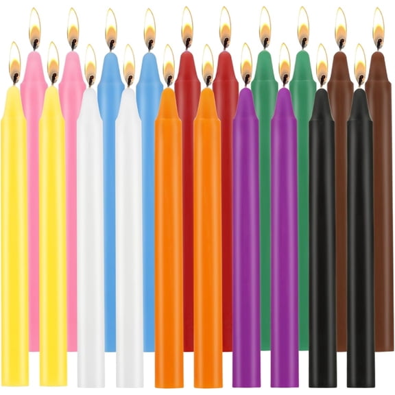 20 count Unscented Colors Mini Taper Candle | 4" Tall x 1/2" Diameter | for Casting Chimes, Rituals, Spells, Wax Play &