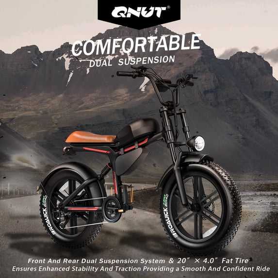 20" fat tire commuting or off-road electric mountain bike, equipped with a 48V 18Ah detachable battery, UL 2849 certification, for mountain, snow, sand & road