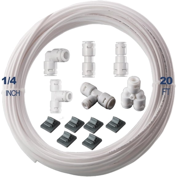 20 feet 1/4 inch ice maker and refrigerator water pipe set - complete installation solution for ice maker and refrigerator (20 feet water pipe with quick connectors) compatible with reverse osmosis s