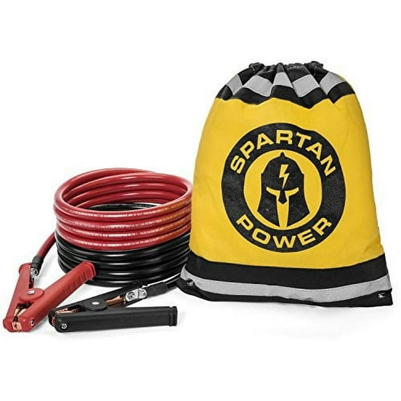 20 foot 2 awg gauge heavy duty jumper cables booster set by spartan power - 2 awg, 20 foot made in the usa
