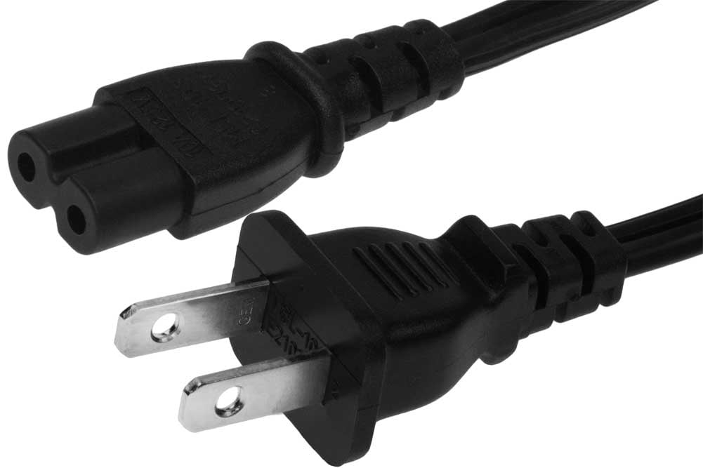 C2G 6ft Power Cord Non Polarized Power Cord NEMA 1 15P to IEC320C7 Power cable  IEC 60320 C7 to NEMA 1 15 M 6 ft black - Office Depot