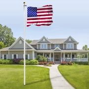 20 ft Aluminum Flag Pole Sectional Flagpole Kit Heavy Duty 3x5 US Flag, Silvery