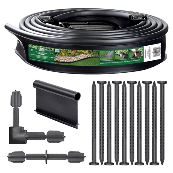 Expert Gardener 20 Ft Black Plastic Garden Border Edging Kit