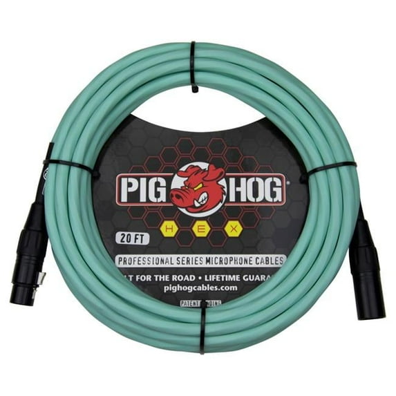 20 ft. Hex Series Microphone Cable, Seafoam Green