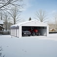 thumbnail image 1 of 20 ft. W x 20 ft. D Heavy Duty Metal Frame Carport with Solar Lamp, Outdoor Garage Car Shelter with Powder-Coated Steel Roof & Fabric Sidewall, 1 of 10