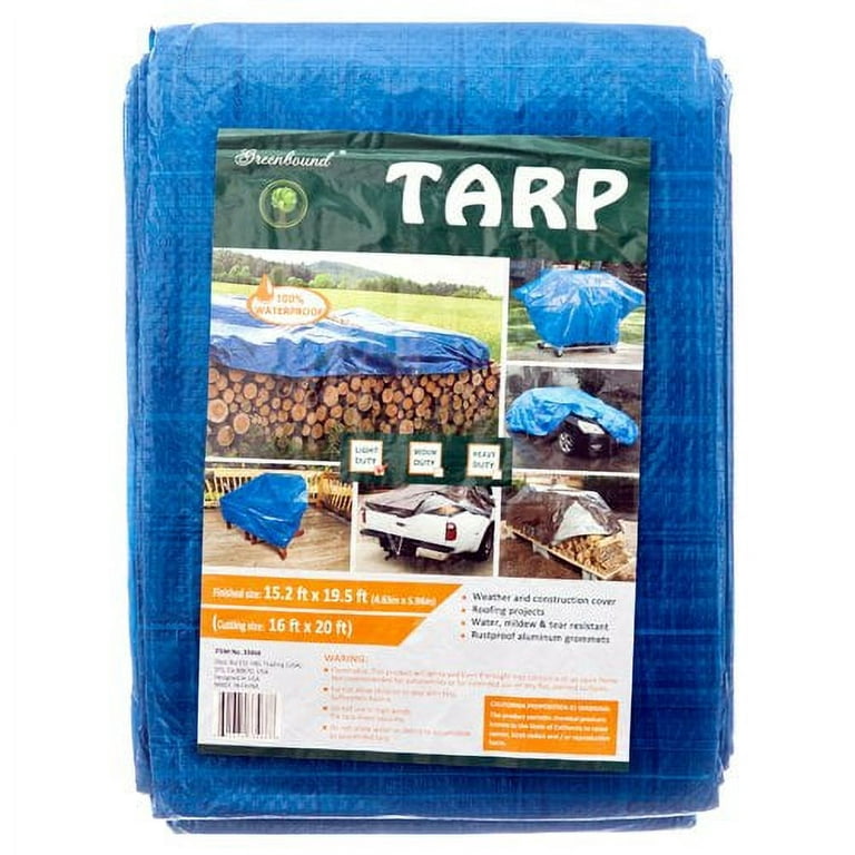 20 ft X 16 ft Waterproof Multi Purpose Blue Tarp Poly Cover For Roof Car