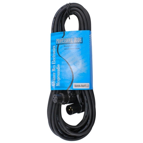 20 ft XLR Microphone Cable with Right Angle Female and Right Angle Male connectors.