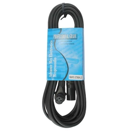 20 ft XLR Microphone Cable with Right Angle Female and Straight Male connectors.