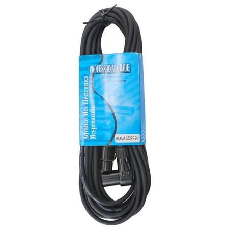 20 ft XLR Microphone Cable with Right Angle Male and Straight Female connectors.