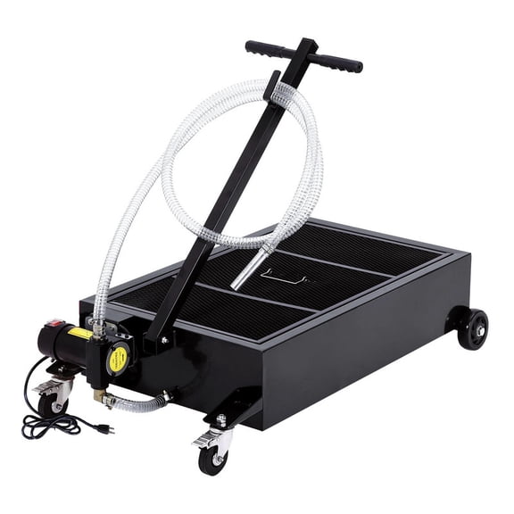 20 gal Oil Drain Pan 110V with 180W Electric Pump,Metal Oil Change Pan Cart with 8 ft Hose & Folding Handle for Cars, SUVs, Trucks, Buses, RVs, Black