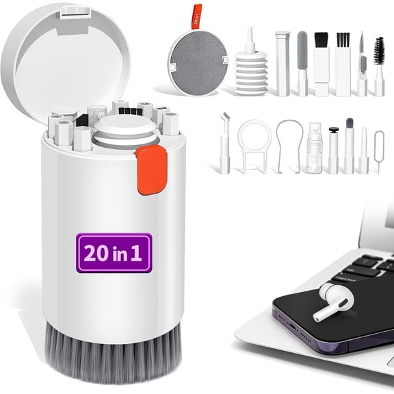 20-in-1 Cleaner Kit for Keyboard AirPods MacBook iPad, Cleaning & Brush for Laptop Tablet Earbud, Multi-Purpose Digital Device Cleaning Tool