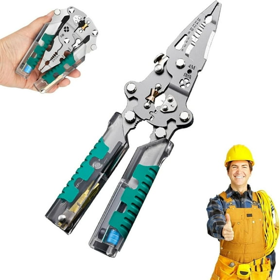 20-in-1 Folding Electrician Pliers, Multifunctional Screwdriver and Wire Stripper Combo, Upgraded Repair Tool for Home Electrical Work, Reliable St Patricks Day Handyman Tool, Green