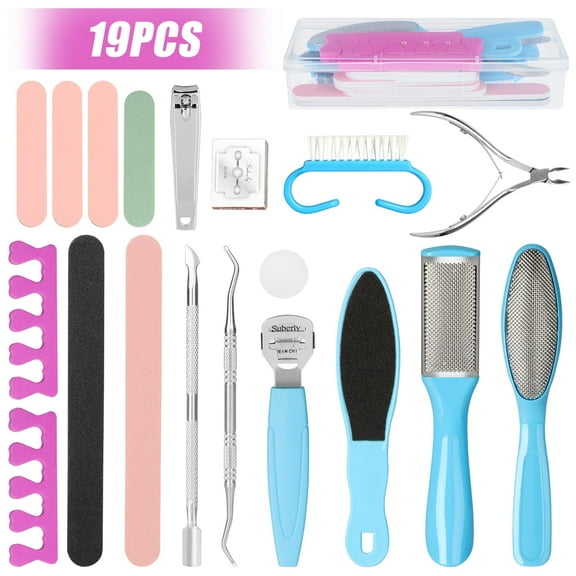 20 in 1 Professional Pedicure Tools Set, CELECTIGO Foot Care Kit Stainless Steel Foot Rasp Foot Dead Skin Remover Pedicure Kit