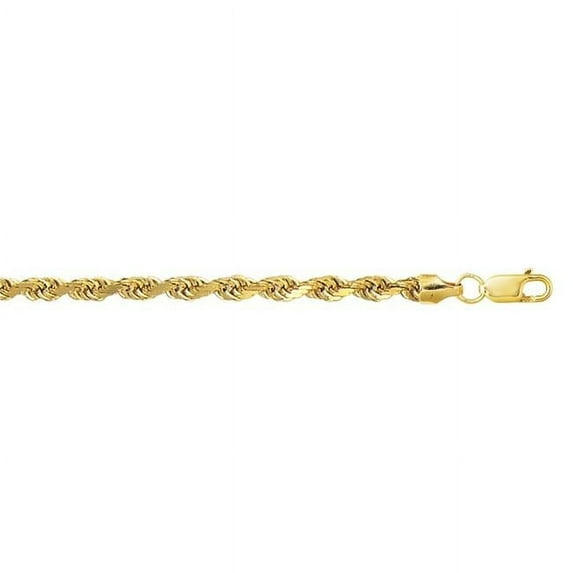 20 in. 10K Yellow Gold Diamond Cut Textured Lite Rope Chain with Lobster Clasp