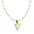 thumbnail image 1 of 20 in. 14K Two Tone Gold Diamond-Cut Initial Letter V Pendant with 1.2 mm Rolo Chain, 1 of 1