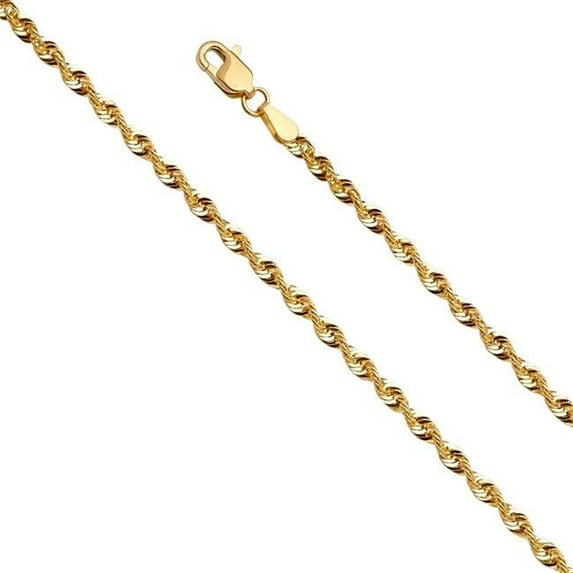 20 in. 14K Yellow Gold 2.5 mm Diamond-Cut Hollow French Rope Chain