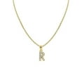 thumbnail image 1 of 20 in. 14K Yellow Gold Cubic Zirconia Initial Letter R Pendant with 1.2 mm Rolo Chain, 1 of 1