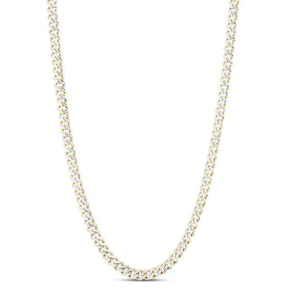 20 in. 14K Yellow & White Gold Pave Miami Cuban Necklace with Box & Both Side Push Clasp