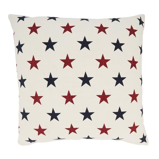 Americana Stars Red and Blue Cotton Throw Pillow Cover