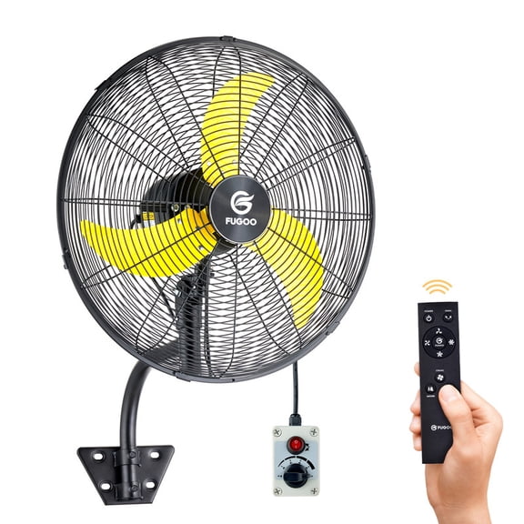 20 in. BLDC Motor Oscillating Yellow Indoor/Outdoor Wall Mount Fan, with Remote Control