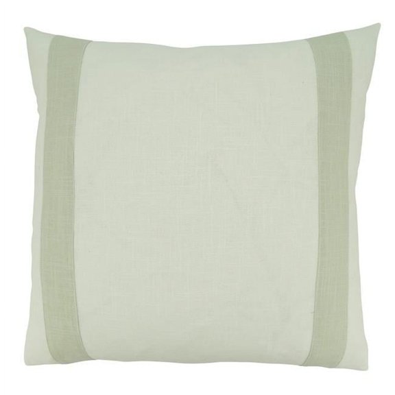 20 in. Banded Throw Square Pillow Cover, Ivory