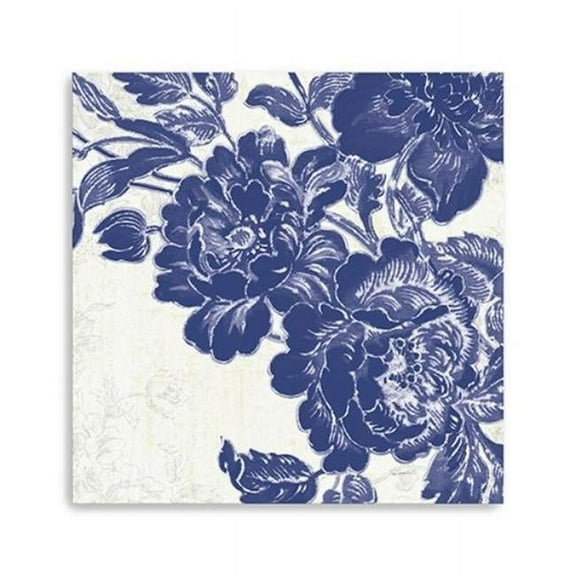 20 in. Blue Toile Rose Canvas Wall Art