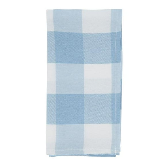 20 in. Buffalo Plaid Cotton Blend Square Table Napkins, Black - Set of 4