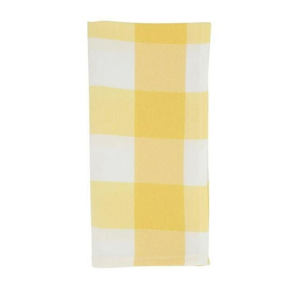 20 in. Buffalo Plaid Cotton Blend Square Table Napkins, Yellow - Set of 4