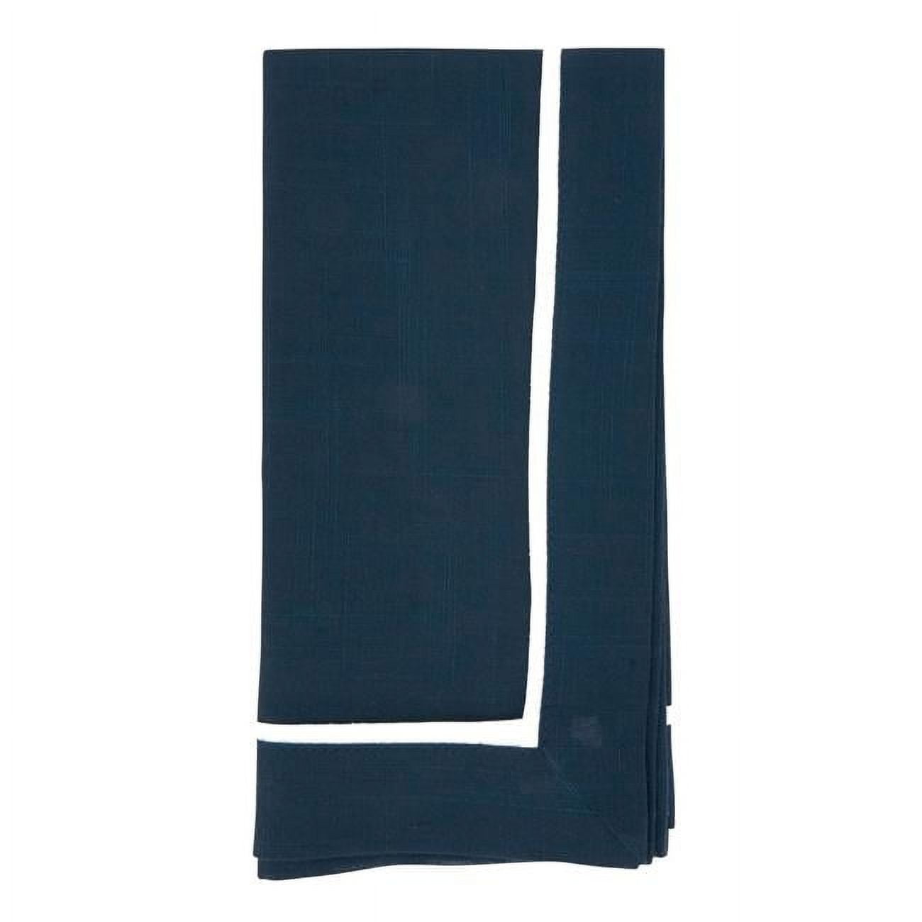 Navy Blue Classic Border Design Table Napkins, Set of 4
