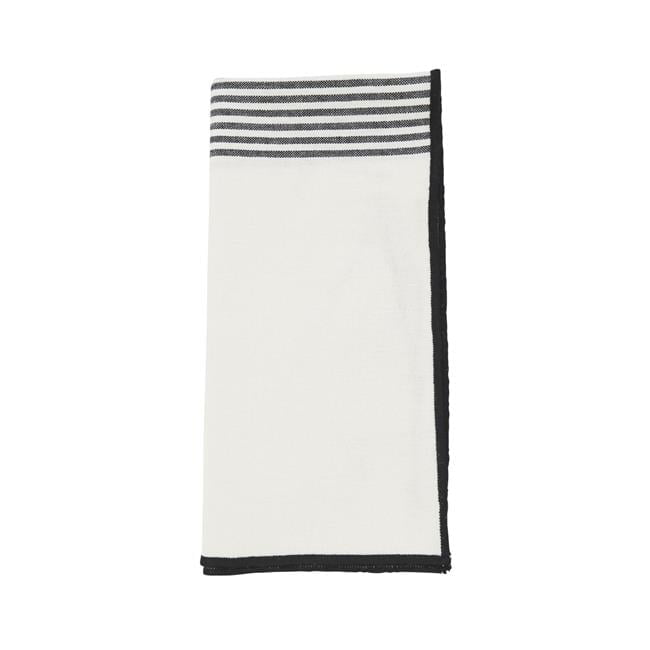 White and Black Striped Cotton Napkin Set of Four